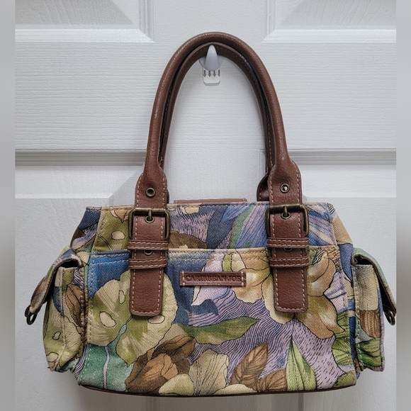 Caribbean Joe Floral Canvas/Faux Leather Handle Hand Bag - Picture 1 of 4